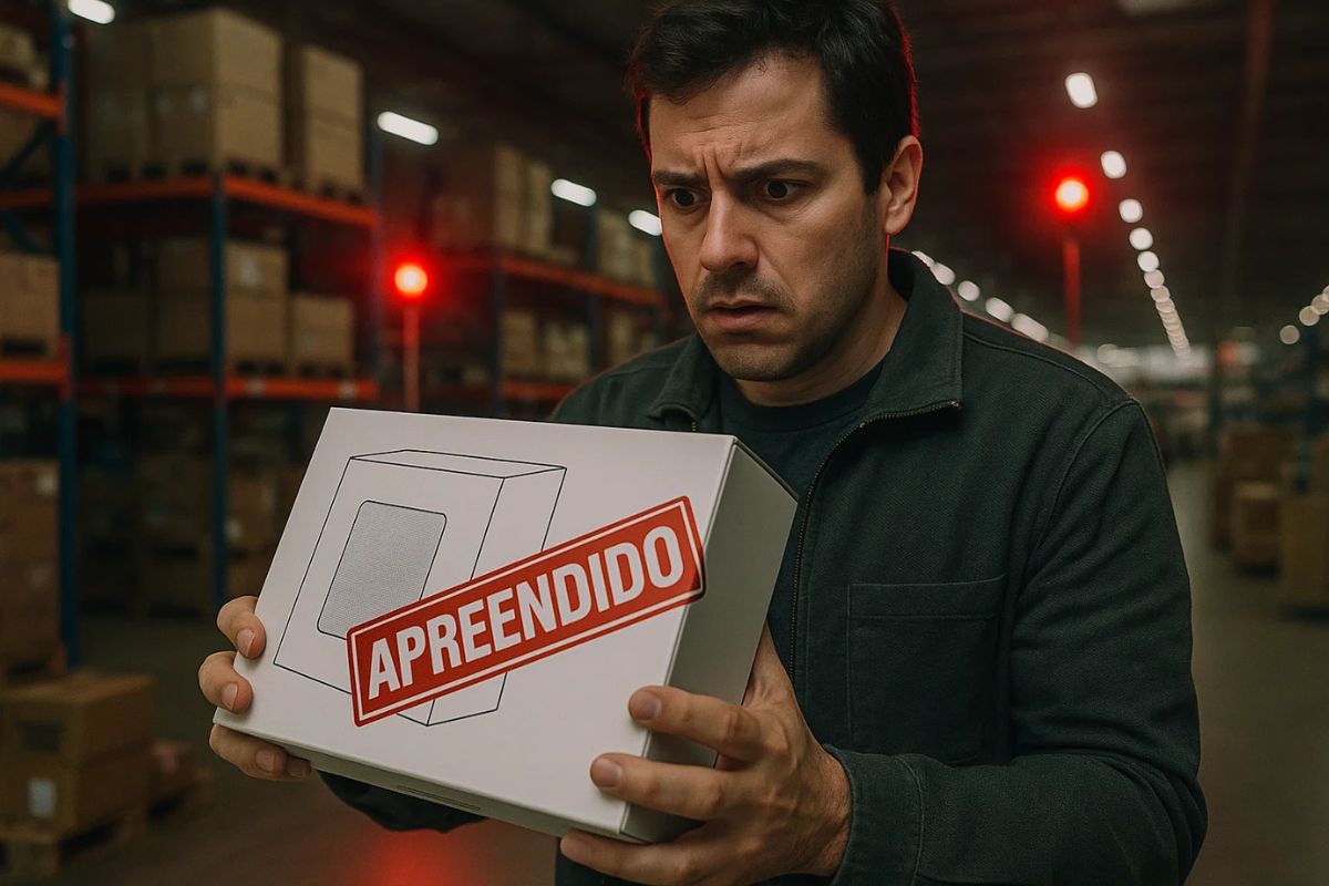 Um homem com seu produto que foi apreendido na Black Friday