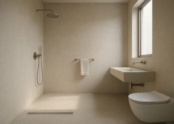 Foto de um banheiro sem box