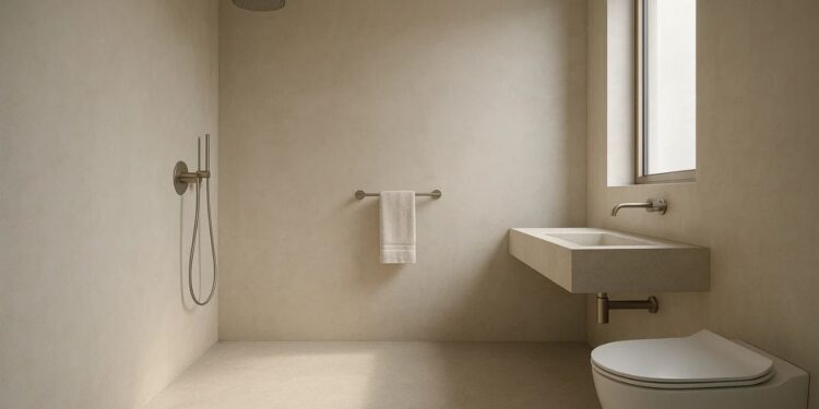 Foto de um banheiro sem box