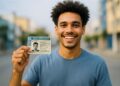 Um jovem segurando a sua CNH