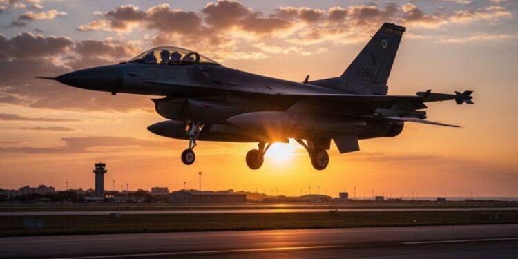 um caça argentino pousando em Natal-RN