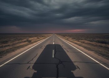 Sombra de um dos caminhões de um dos Caminhoneiros paralisados