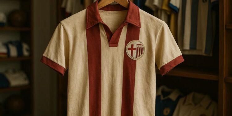 Uma das camisas antigas em um cabide