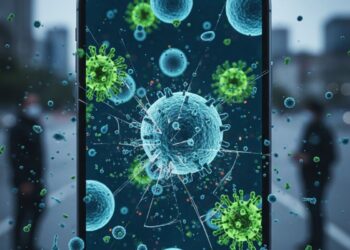 Covid-19 na tela de um celular