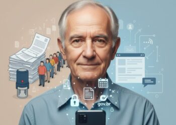 Um idoso que está passando pela Digitalização