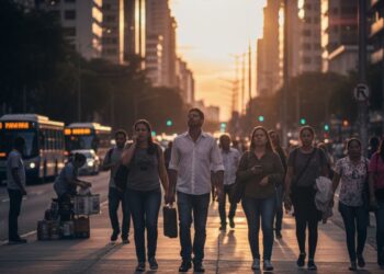 Pessoas indo trabalhar na escala 6x1