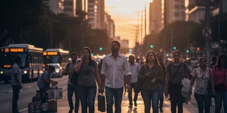 Pessoas indo trabalhar na escala 6x1