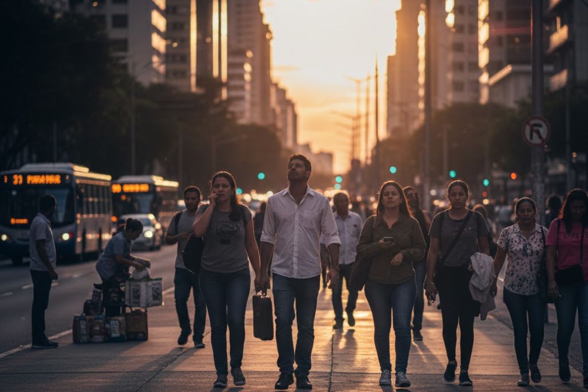Pessoas indo trabalhar na escala 6x1