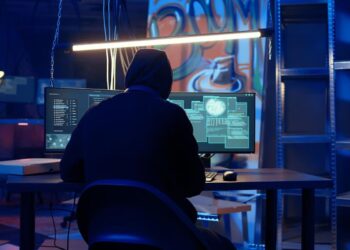 Um hacker aplicando golpes com códigos complexos