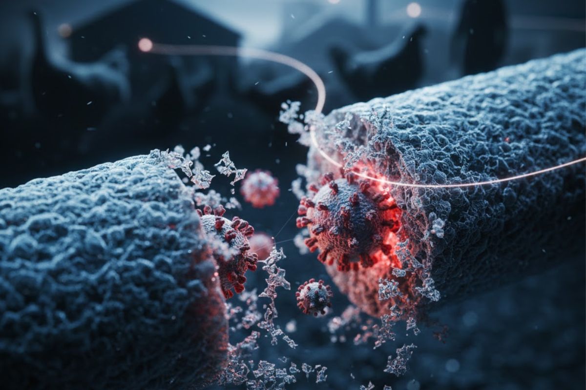 Molécula de vírus se quebrando