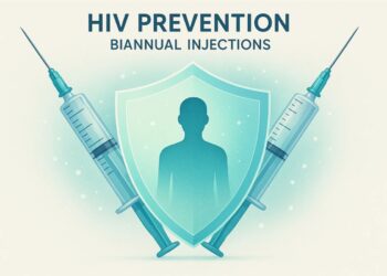 Ilustração de uma defesa com duas injeções contra HIV