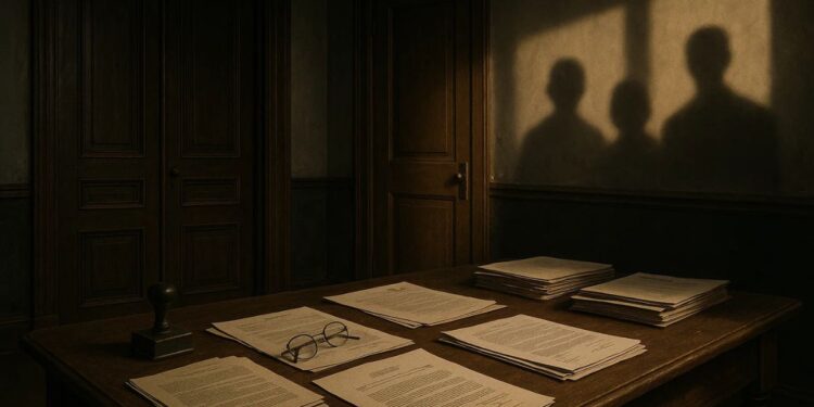 Sombra de herdeiros em frente a papeladas de quem morreu