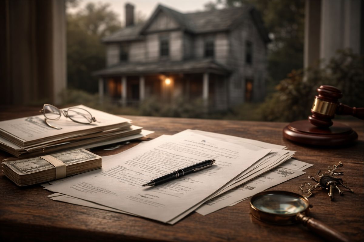 Documentos que um herdeiro terá que assinar em cima de uma mesa