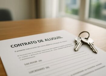 Contrato de um imóvel na mesa