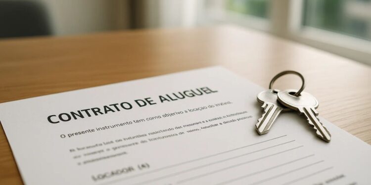 Contrato de um imóvel na mesa
