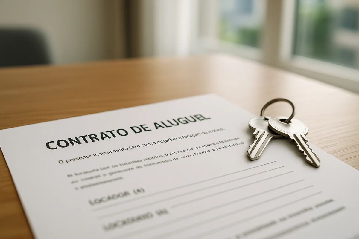 Contrato de um imóvel na mesa