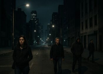 Pessoas andando com insegurança na rua da cidade à noite