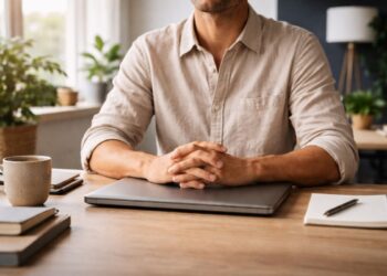 Um homem durante Janeiro Branco trabalhando