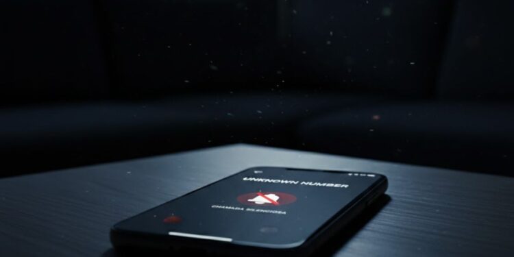 Um celular recebendo uma ligação muda