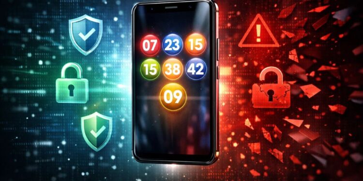 Uma ilustração mostrando se Loterias online são seguras