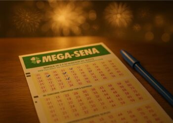 Bilhete da Mega-Sena no ano novo na mega da virada