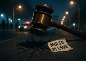 Um martelo representando a aplicação da multa de R$ 1.500,00