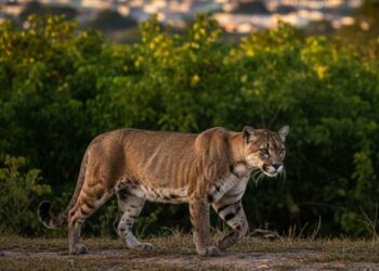 Onça-parda caminhando