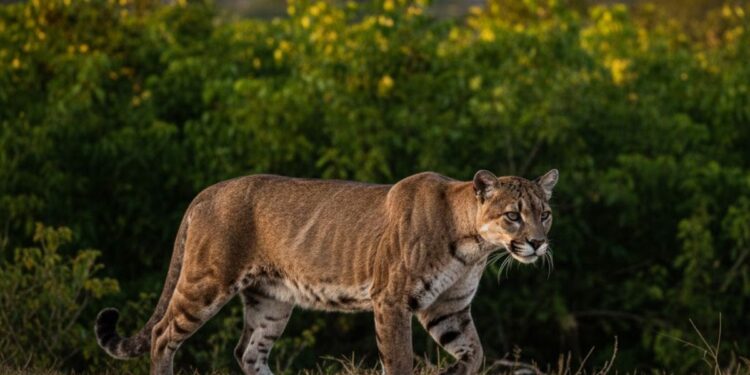Onça-parda caminhando