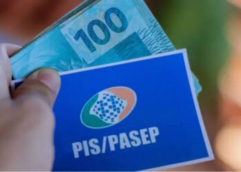 Cartão do PIS/PASEO com notas de R$ 100,00