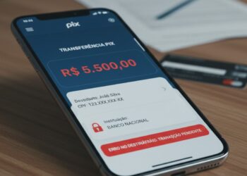 Uma tela de celular com valor de PIX