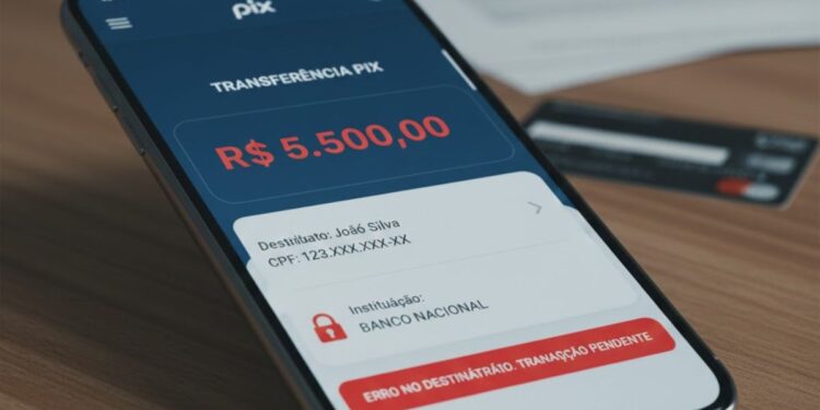 Uma tela de celular com valor de PIX