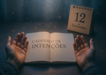 Uma pessoa em frente ao caderno se prepara para o Portal 12/12
