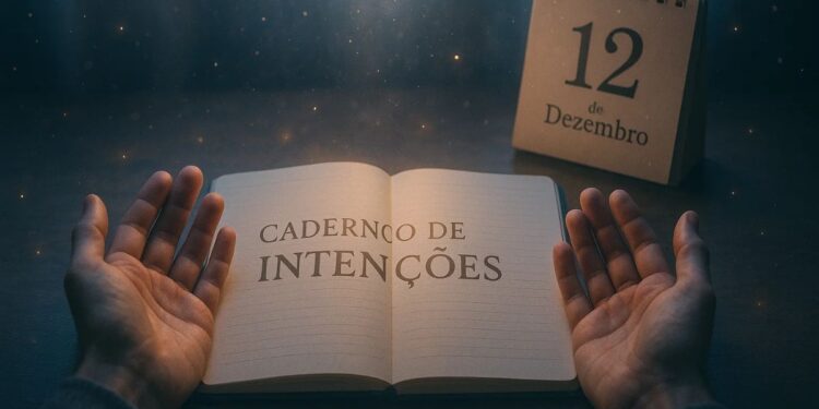 Uma pessoa em frente ao caderno se prepara para o Portal 12/12