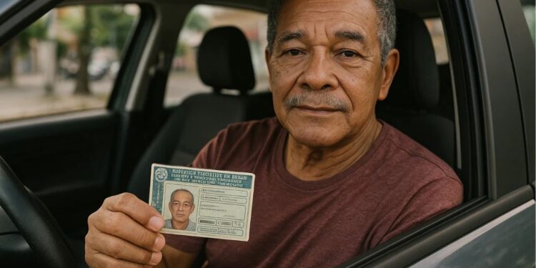 Um senhor com menos de 70 anos aproveitando a Renovação Automática CNH