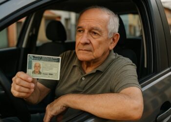 Um senhor segura seu documento sem direito à renovação automática da CNH