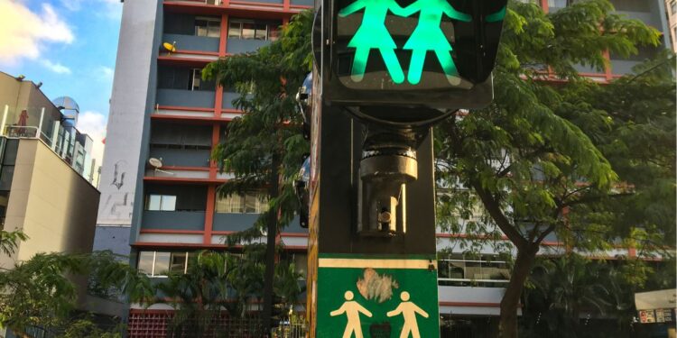 Um dos semáforos inteligentes na cidade