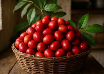 Seriguelas em uma cesta