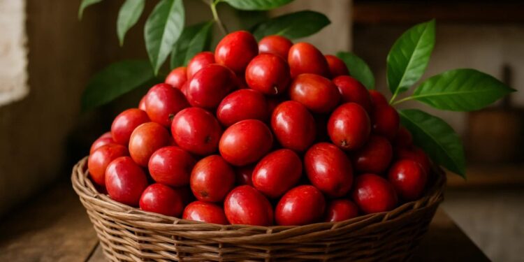 Seriguelas em uma cesta