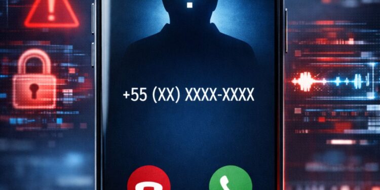 Ilustração de uma tela sob ataque de spoofing