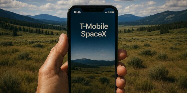Uma pessoa no campo com o celular na mão, tentando conectar na internet da Starlink