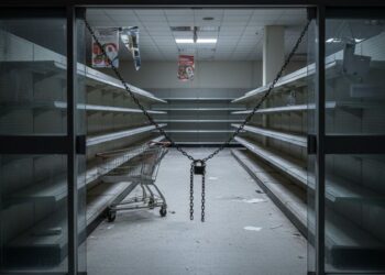 Supermercado fechado e vazio