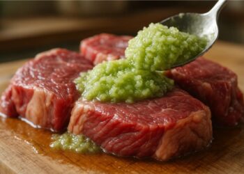 Carne com tempero verde