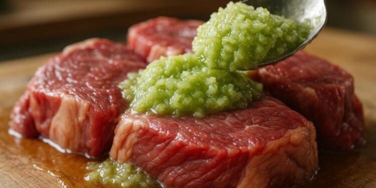 Carne com tempero verde