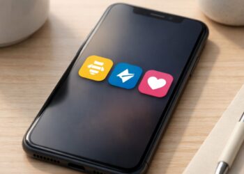 Uma tela com três logos de aplicativos alternativos ao Tinder