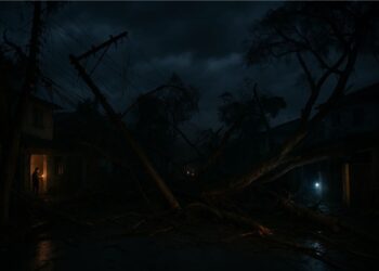 Imagens de árvores caídas na rua após Vendaval em SP