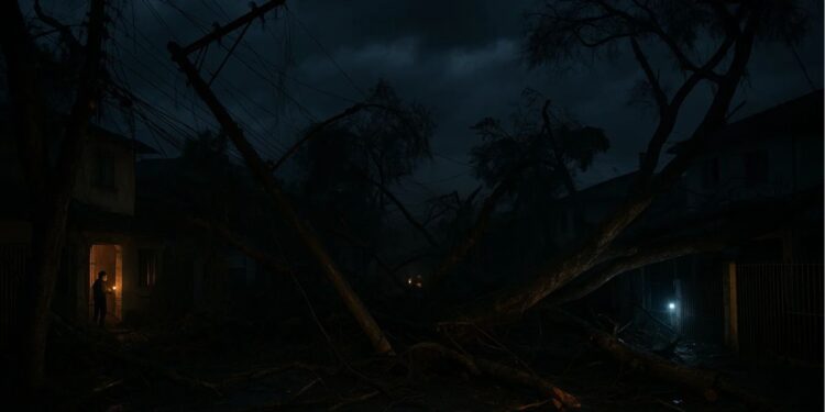 Imagens de árvores caídas na rua após Vendaval em SP