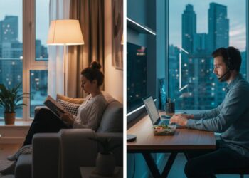 Ilustração de duas pessoas levando Vida sem parceiro