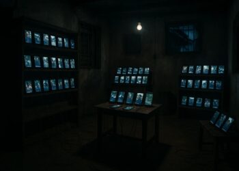 Celulares em uma sala escura, usados para inflar visualizações no YouTube