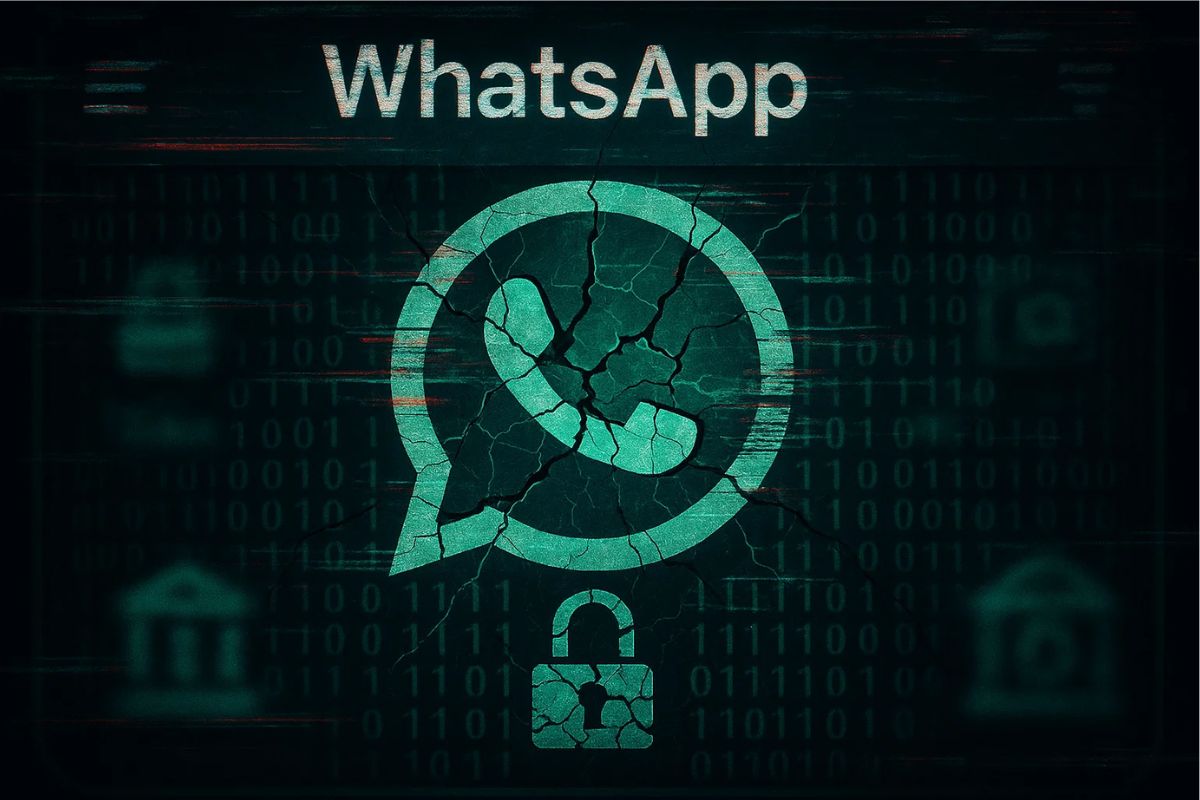 Logo do WhatsApp infectado com um cadeado