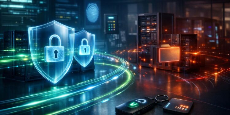 Uma ilustração de sistema de defesa contra ataques digitais